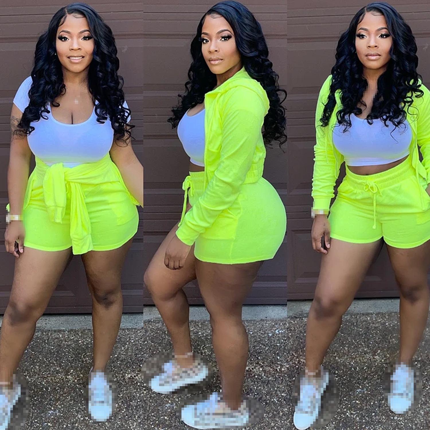Quần Short Bộ Bộ 3 Nữ Bộ 3 Bộ Nữ Trang Phục Áo Nữ 2021 Sỉ Quần Áo Quần Short Nữ Sexy Phù Hợp Với