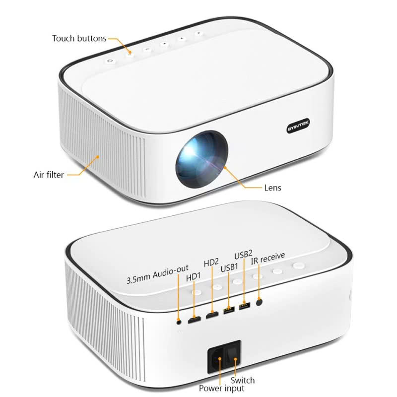 Máy chiếu di động BYINTEK K45 Smart,WiFi, Android, Full HD 1080P, 4K - Hàng nhập khẩu