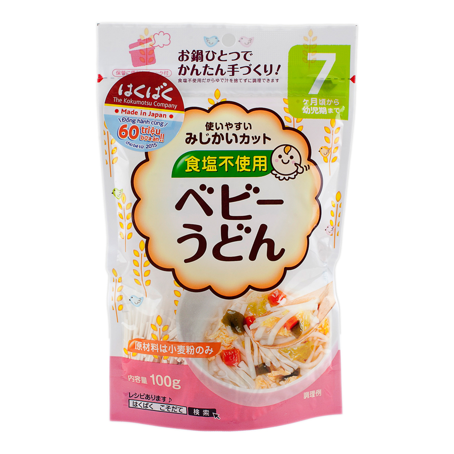 Mỳ ăn dặm Baby Udon HakuBaku 100g (Dành cho bé từ 7 tháng)