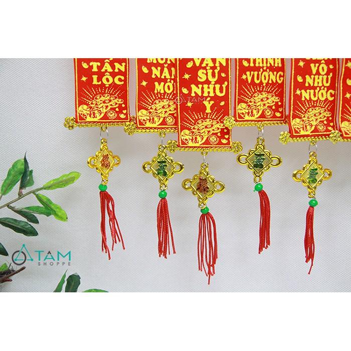 Set 10 dây liễn chữ nhật in chữ bản 6cm treo cây mai đào Tết T-PKTMD-55