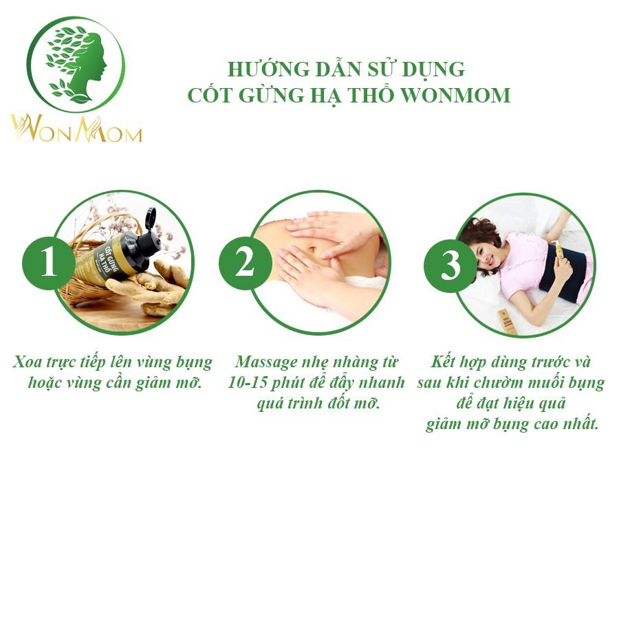 Cốt Gừng Hạ Thổ Massage Săn Chắc Vòng Eo, Lưu Thông Khí Huyết Wonmom 200ml