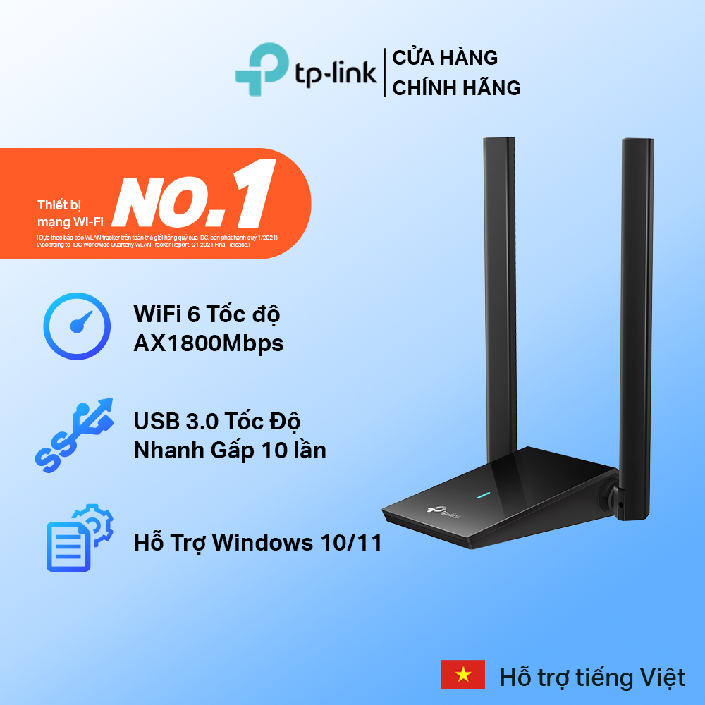 Bộ Chuyển Đổi USB WiFi TP-Link Archer TX20U Plus Ăng Ten Kép Độ Lợi Cao AX1800 - Hàng Chính Hãng