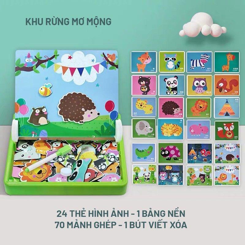 Bảng nam châm 2 mặt - bé học vẽ, học ghép hình.