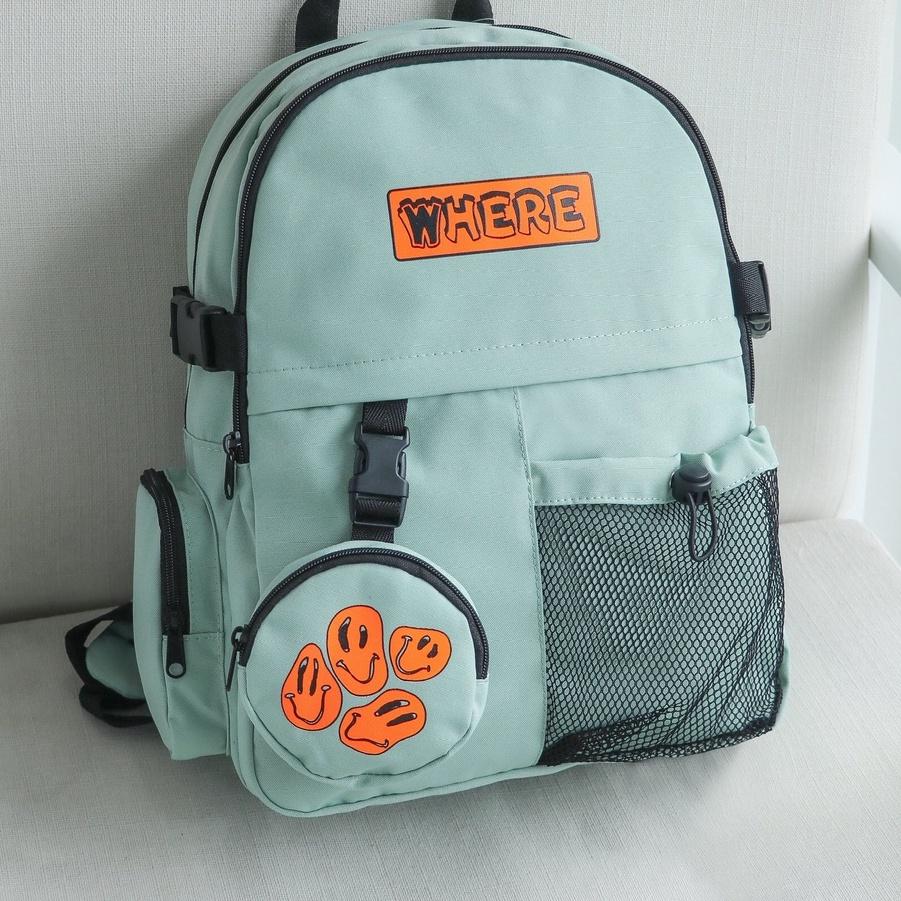 Balo học sinh, sinh viên thời trang unisex với chất dù cao cấp nhẹ bền - BOM