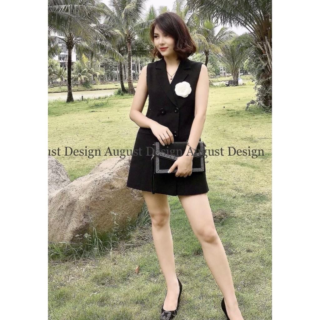 Áo vest nữ hai lớp - Áo Blazer hai lớp trơn sát nách BY AUGUST DESIGN