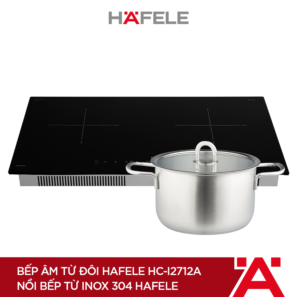 Bếp Âm Từ Đôi Hafele HC-I2712A (536.61.716) + Nồi Bếp Từ Inox 304 Hafele (53108007) (Hàng chính hãng)