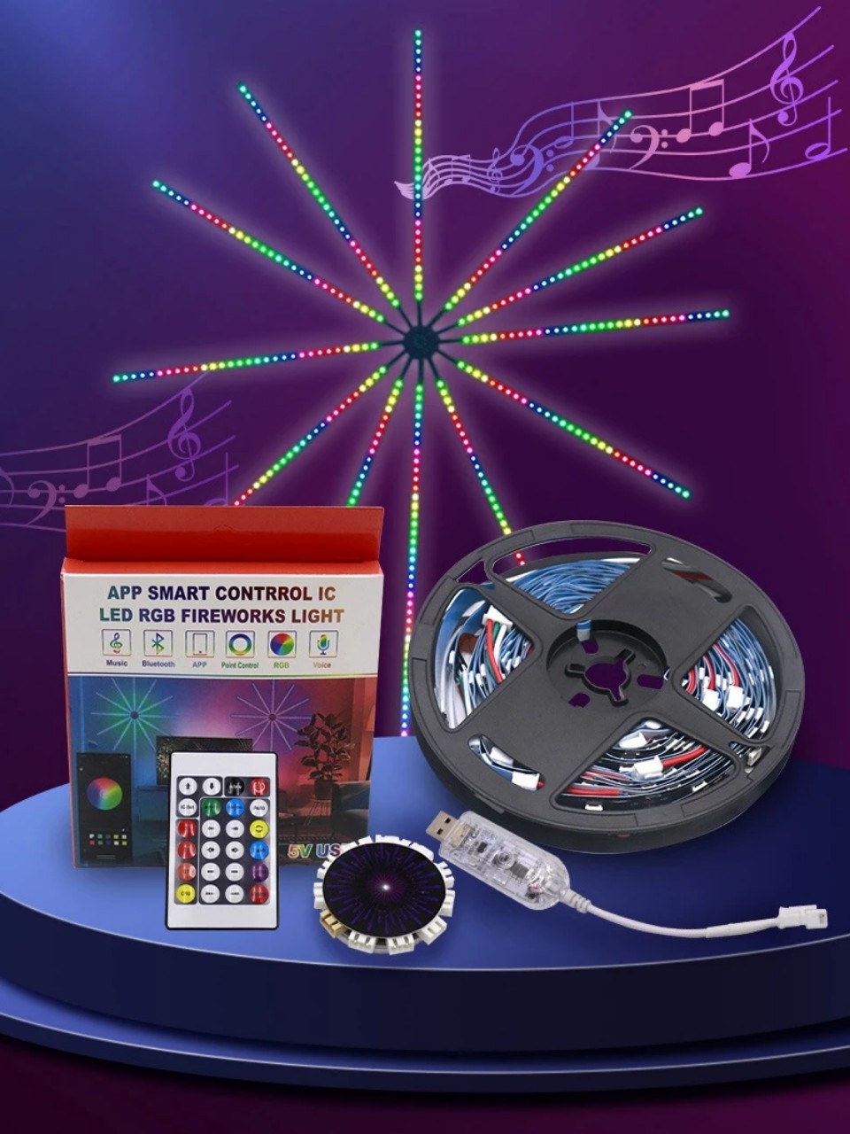 Đèn Led Đèn Nháy Hiệu Ứng Hoa 16 Màu Dùng App Điều Khiển Thông Minh - Nháy Theo Nhạc - Giọng Nói - Ánh Sáng Sinh Động - HÀNG CHÍNH HÃNG MINIIN