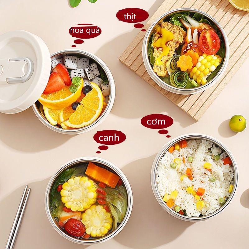 Hộp đựng cơm giữ nhiệt 3 tầng và hộp 4 ngăn bằng thép không gỉ 304 kèm túi