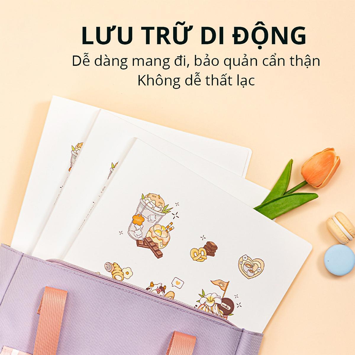 [Deli] - File Lá Học Sinh A4 - 30/40 Tờ - Hình Gấu Và Bánh Ngọt/Soda - Màu Hồng, Xanh Dương