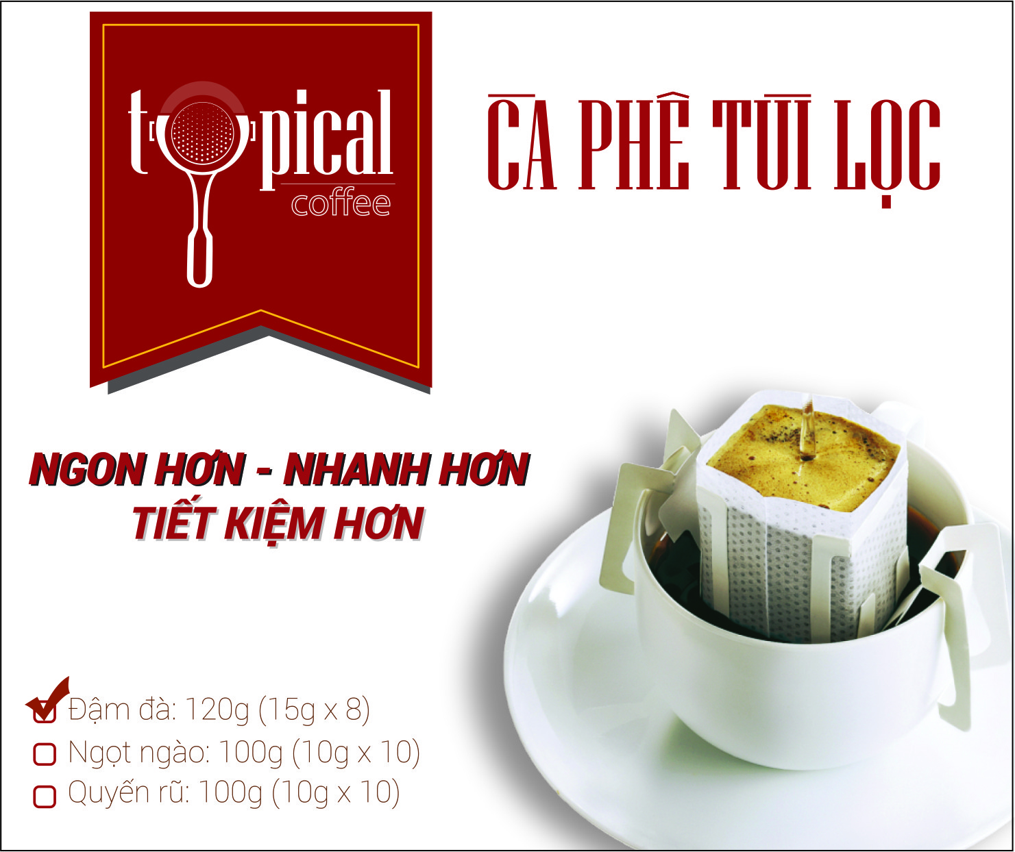 Cà phê túi lọc Typical Coffee vị Đậm 120g