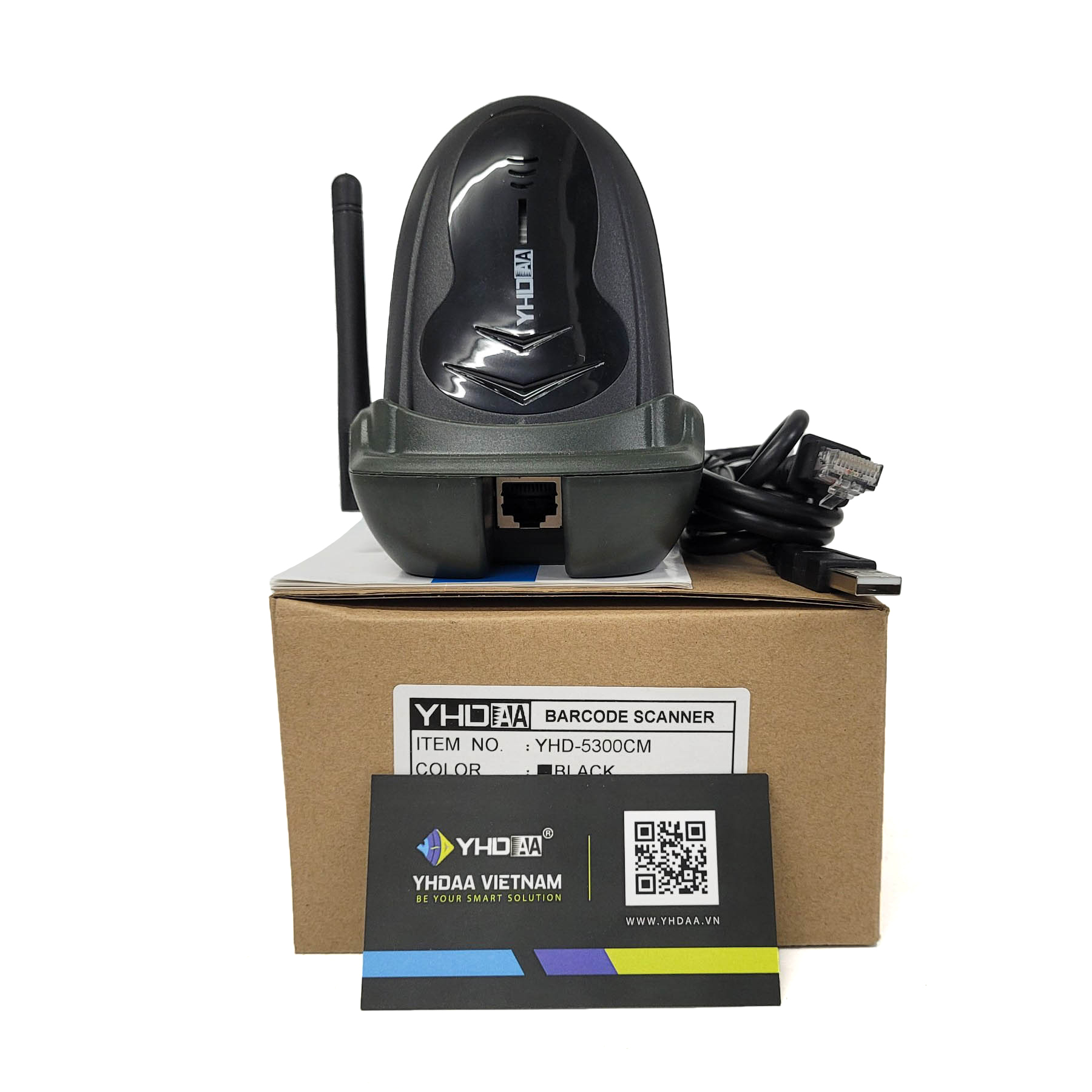 Máy quét mã vạch để bàn YHD 5300CM đọc mã vạch Barcode kết nối không dây đế sạc với Máy tính, Laptop dùng trong Cửa Hàng, Siêu Thị - Hàng Nhập Khẩu