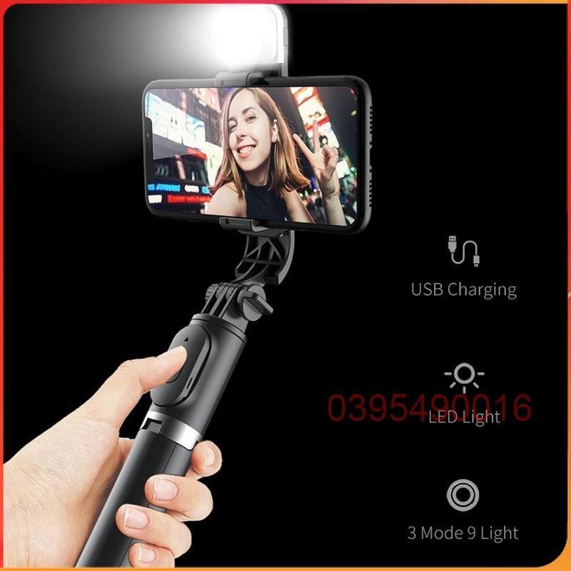 Gậy chụp ảnh tự sướng Selfie Bluetooth Q02S có đèn LED trợ sáng chân đế Tripod