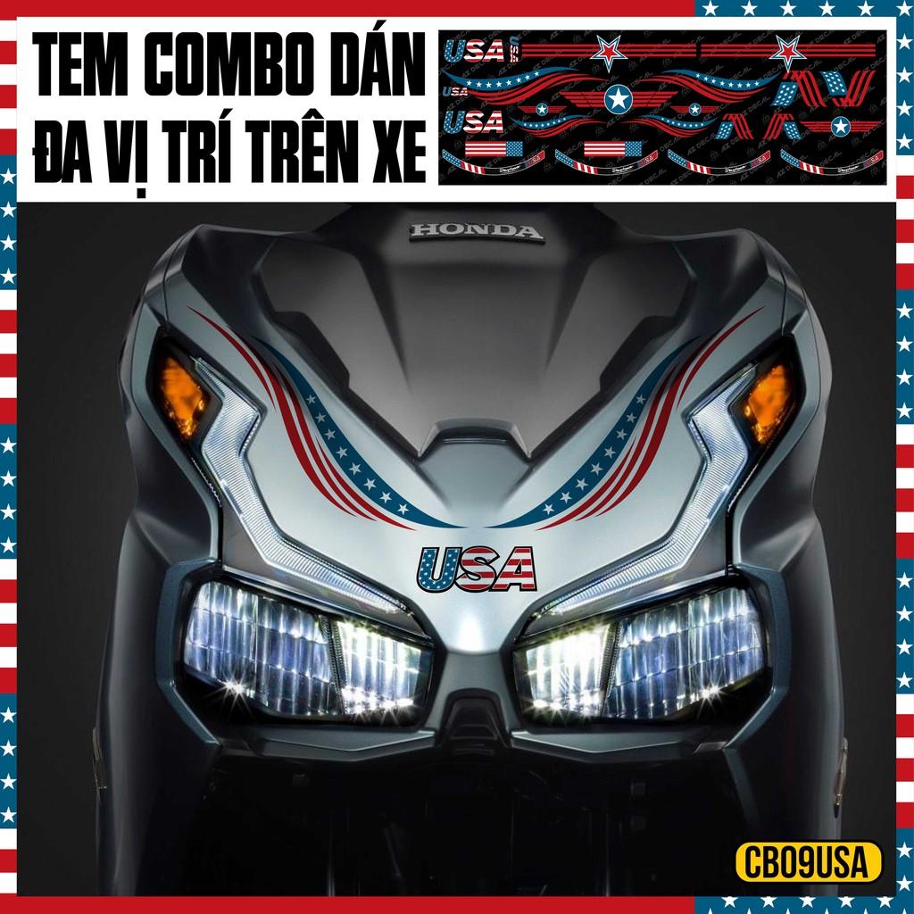 Tem Dán Xe Đa Vị Trí Chủ Đề USA 01 | CB09USA | Decal PVC Dán Cho Mọi Dòng Xe Máy, Xe Điện - In Trong