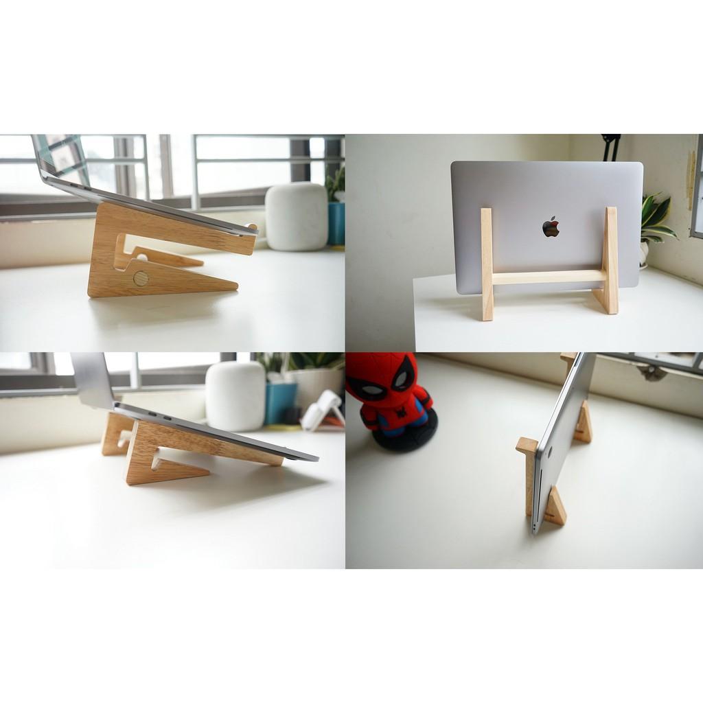 Giá đỡ kê laptop gỗ 2 tầng, hỗ trợ tản nhiệt tốt,dành được cho macbook, ipad, để bàn gấp gọn.