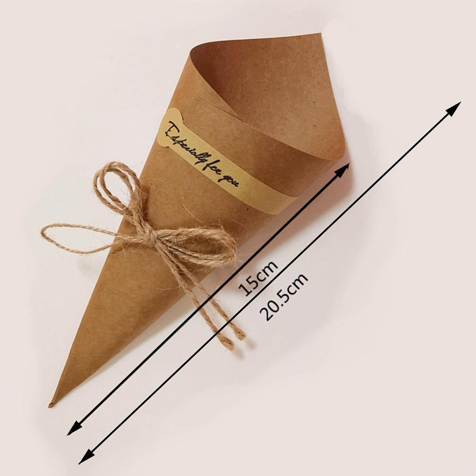 50Pieces Confetti Cones Wedding Cones Paper Cones for Wedding Party Brown