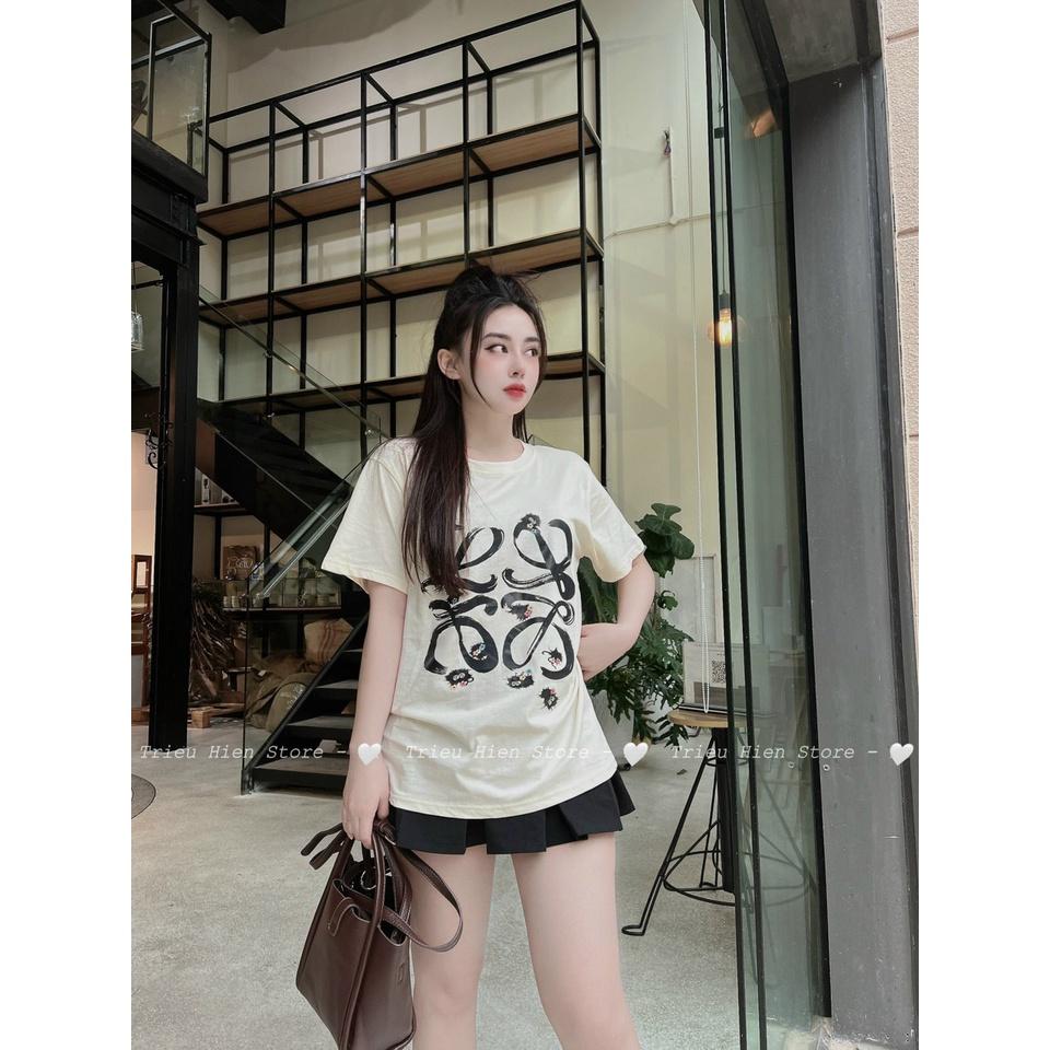 Áo Thun Nữ Họa Tiết Virus Dáng Thụng Chất Liệu Cotton Lạnh