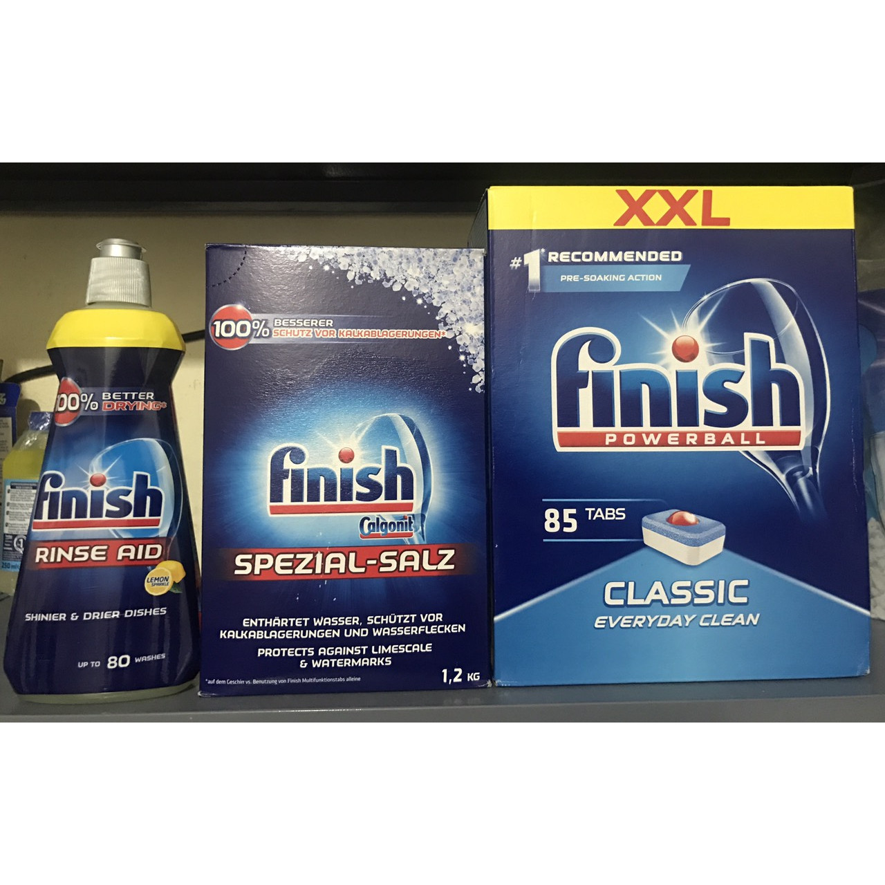 combo viên rửa bát finish Classic 85 viên+nước làm bóng finish 400ml+muối rửa bát finish 1,2kg dùng cho máy rửa chén bát