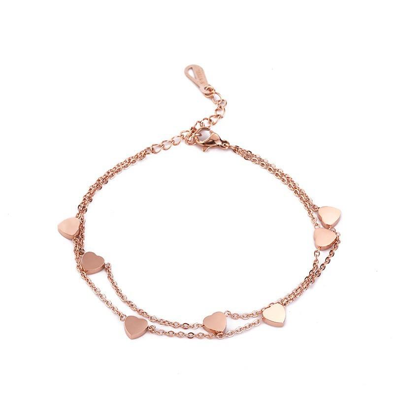 Vòng đeo tay Ladies Heart Heart Ladies Vòng đeo tay với mặt dây chuyền đôi dây đeo tay cho phụ nữ Vòng đeo tay bằng thép không gỉ làm bằng titan