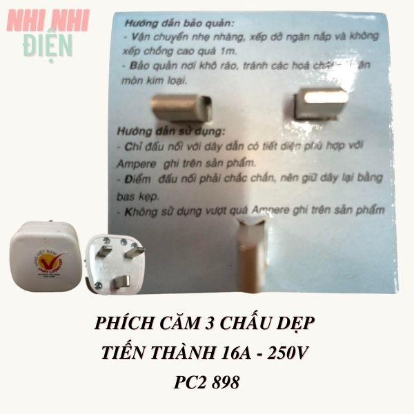 Phích cắm điện 3 chấu dẹp Tiến Thành chân vuông 16A- 250V PC2 898 nhinhi_dientu