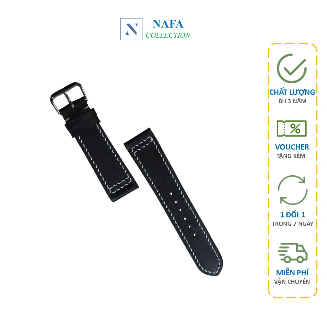 Dây đồng hồ da bò handmade thời trang NAFA AL104 trẻ trung sang trọng – BH 3 năm