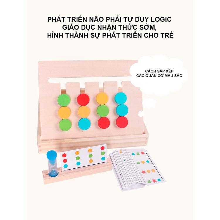 Đồ chơi giáo dục nhận thức sớm montessori - Di chuyển màu sắc trong bảng logic 2 mặt, chất liệu- có hộp- gỗ cao cấp