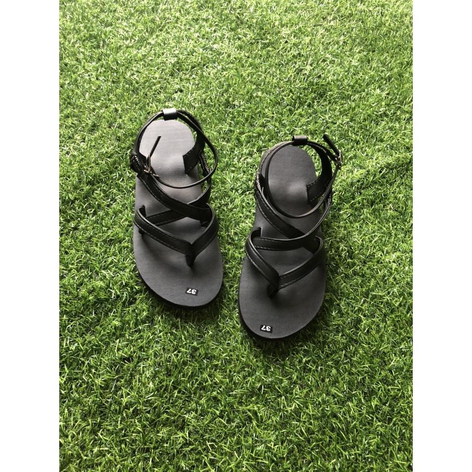 Sandaldongnai dép sandal nữ A106 đế đen quai đen+đế đen quai trắng