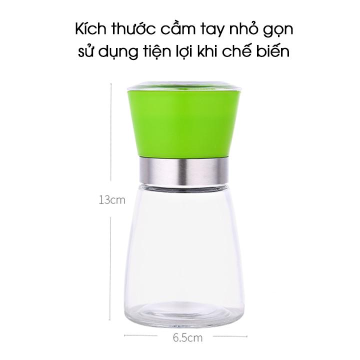 Dụng Cụ Xay Và Đựng Tiêu Thủy Tinh Nắp Nhựa - Màu Ngẫu Nhiên - Hàng Loại 1