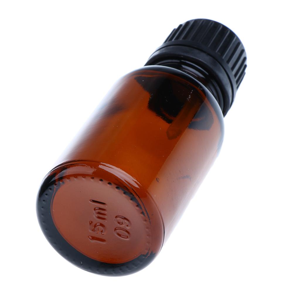 24 Set Glass 10ml and 15ml Essential Oils Refillable Empty Amber Bottles with Orifice Reducer Dropper for Perfume Aromatherapy