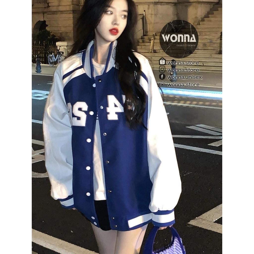 Áo khoác bóng chày bomber oversize unisex ulzzang nam nữ khoác thể thao mới 2021 jacket xanh hồng form rộng