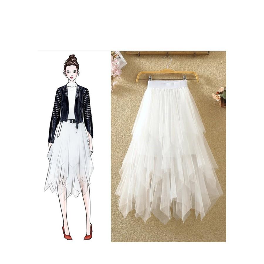 Chân váy ren Tulle - Tutu dài thời trang cao cấp Song An Eco VAY18 free size