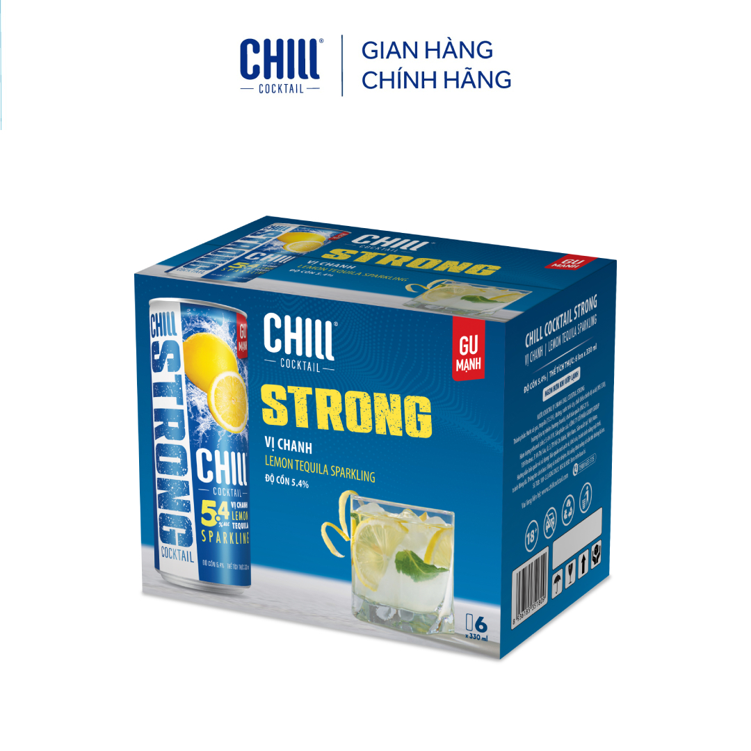 Thùng 6 lon Chill Cocktail Strong vị Chanh Tequila (330ml/lon)