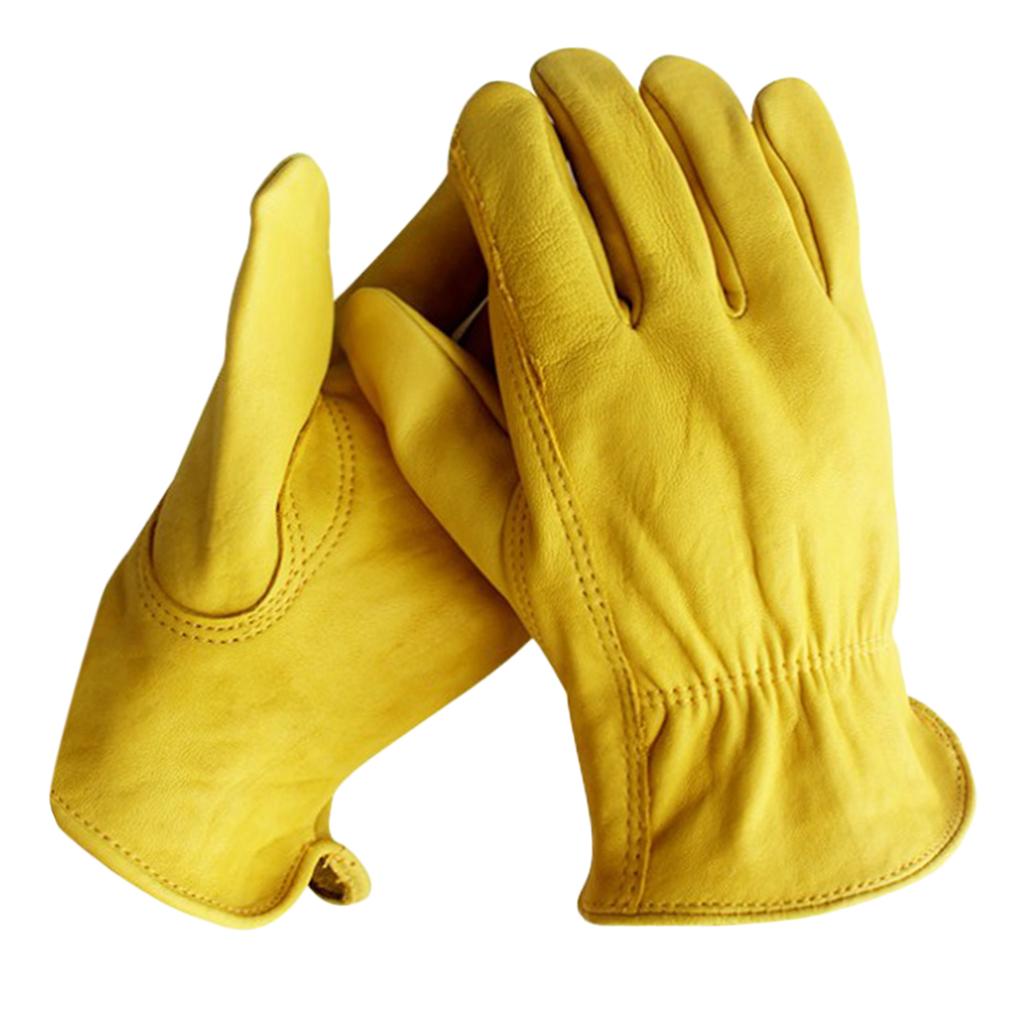 2 Pairs Durable Industrial Safety Gloves Construction Leather Work Gloves L