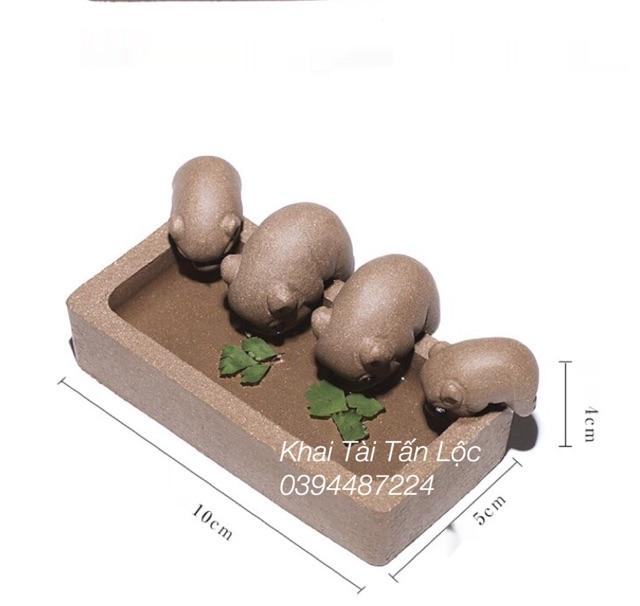 ĐÀN HEO ĂN CÁM TRONG MÁNG gốm tử sa