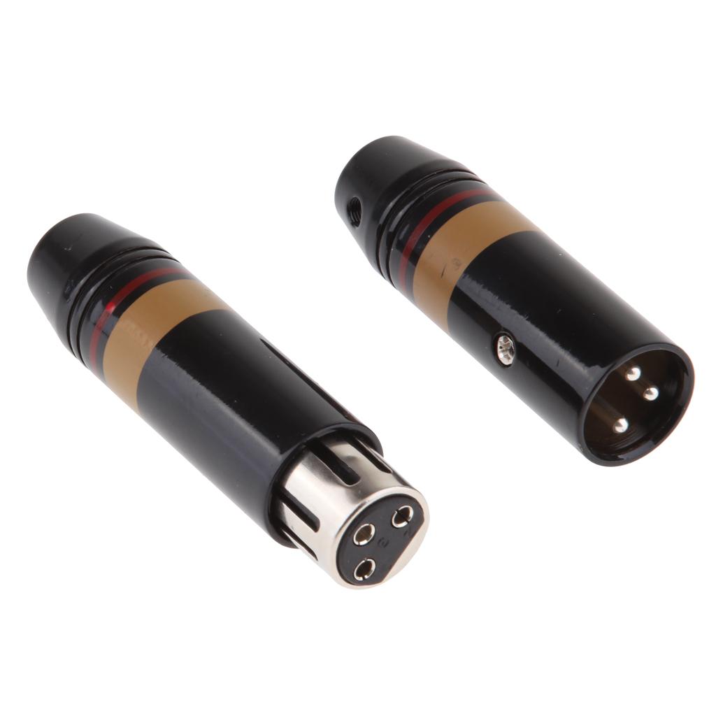 Silver-plated 3 Pin XLR Audio Cable Connector for MIC, Black