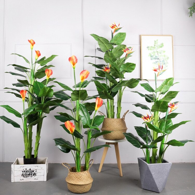 Cây hoa rum giả - Size 150cm - loại 3 thân - Cây giả, hoa lụa Decor trang trí nhà cửa