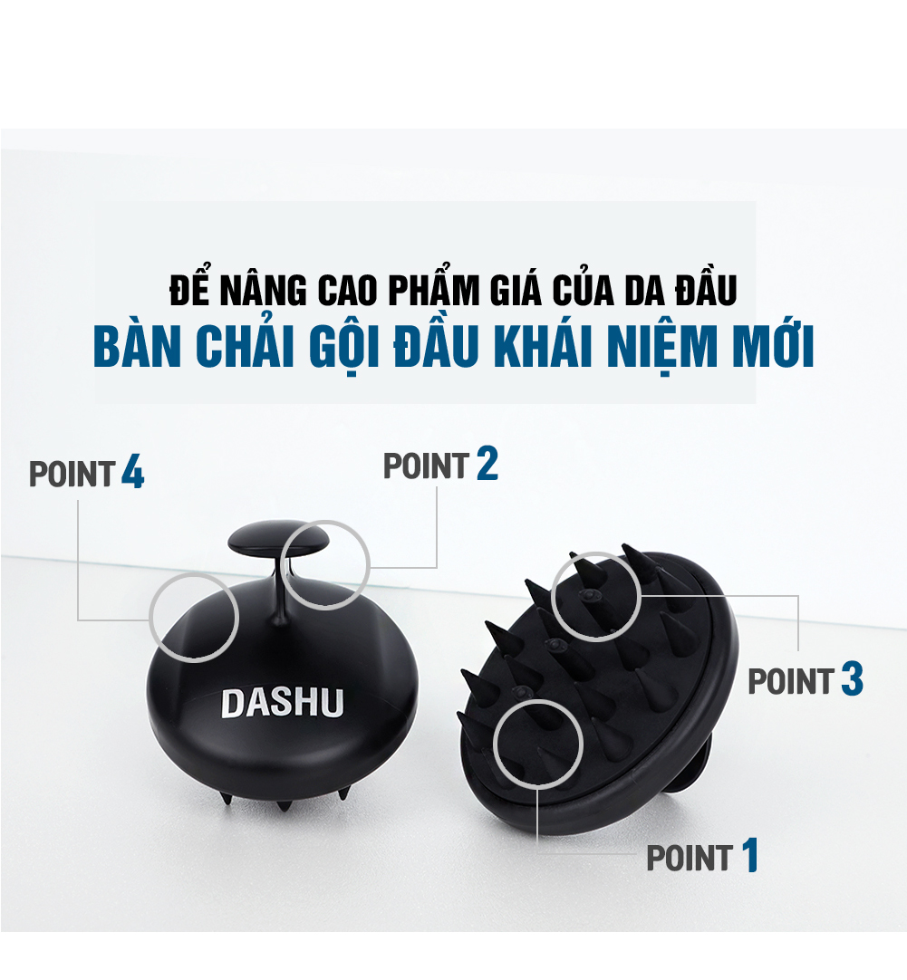 Lược gội đầu Dashu daily scaling sampoo brush, luoc goi dau làm từ Silicon kháng khuẩn, không thấm nước, chăm sóc, massage, làm sạch sâu, loại bỏ gầu, cặn bã bít lỗ chân lông, bảo vệ da đầu, chống các mầm bệnh, ngăn ngừa tích tụ nấm mốc.