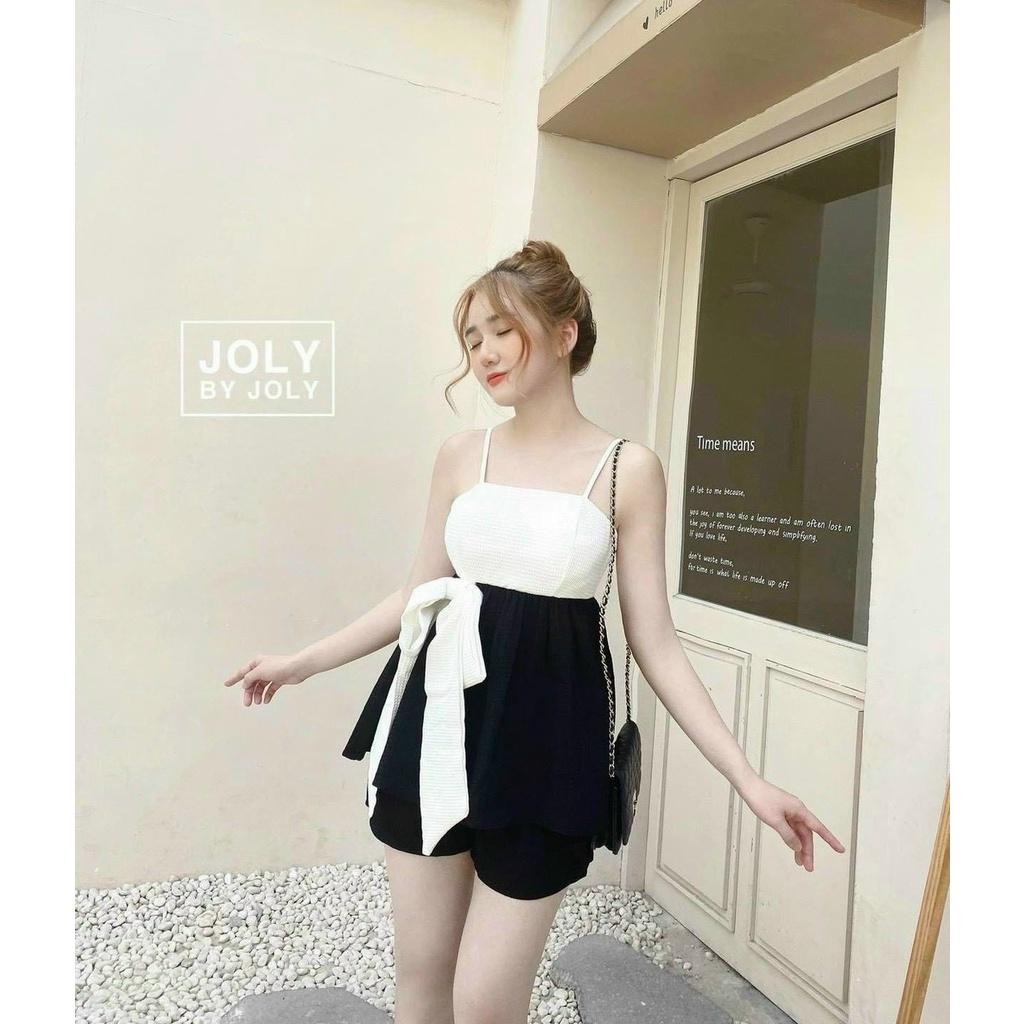 Set bộ áo 2 dây cột nơ kèm quần 2 màu y hình phù hợp với xu hướng, hot trend