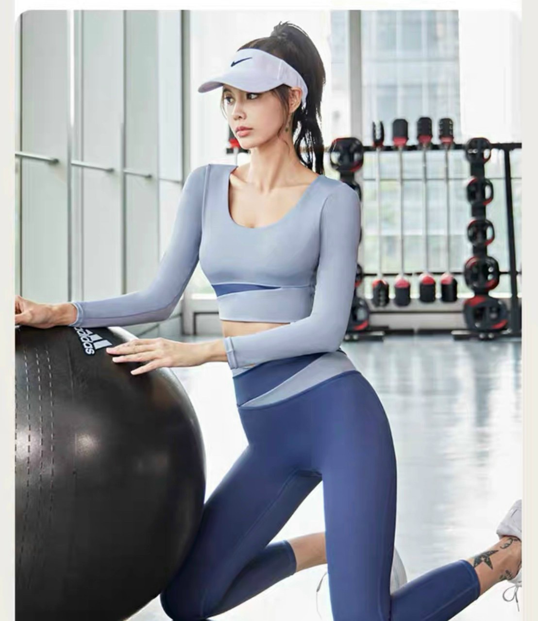 Áo Croptop Tay Dài Quần Dài Tập Yoga Gym Thun Lạnh Đàn Hồi Tốt