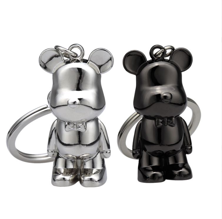 Móc khóa hình gấu bearbrick 3D thép không gỉ