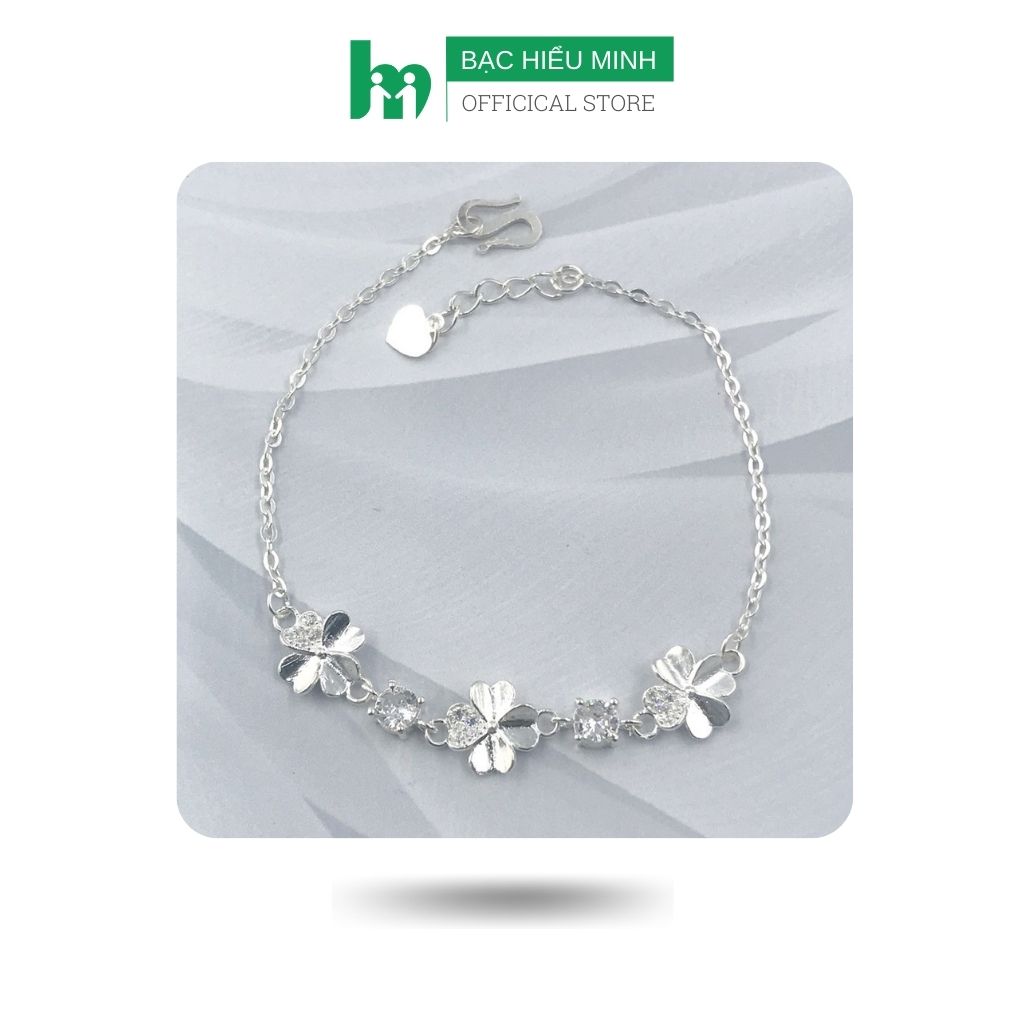 Lắc Tay Nữ Bạc Hiểu Minh LTU521S - Cỏ 4 Lá May Mắn - Bảo Hành Vĩnh Viễn
