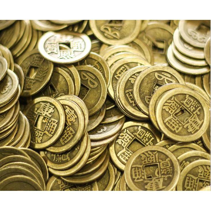 Combo 68 đồng xu phong thủy chất liệu đồng thau đường kính 2,5cm
