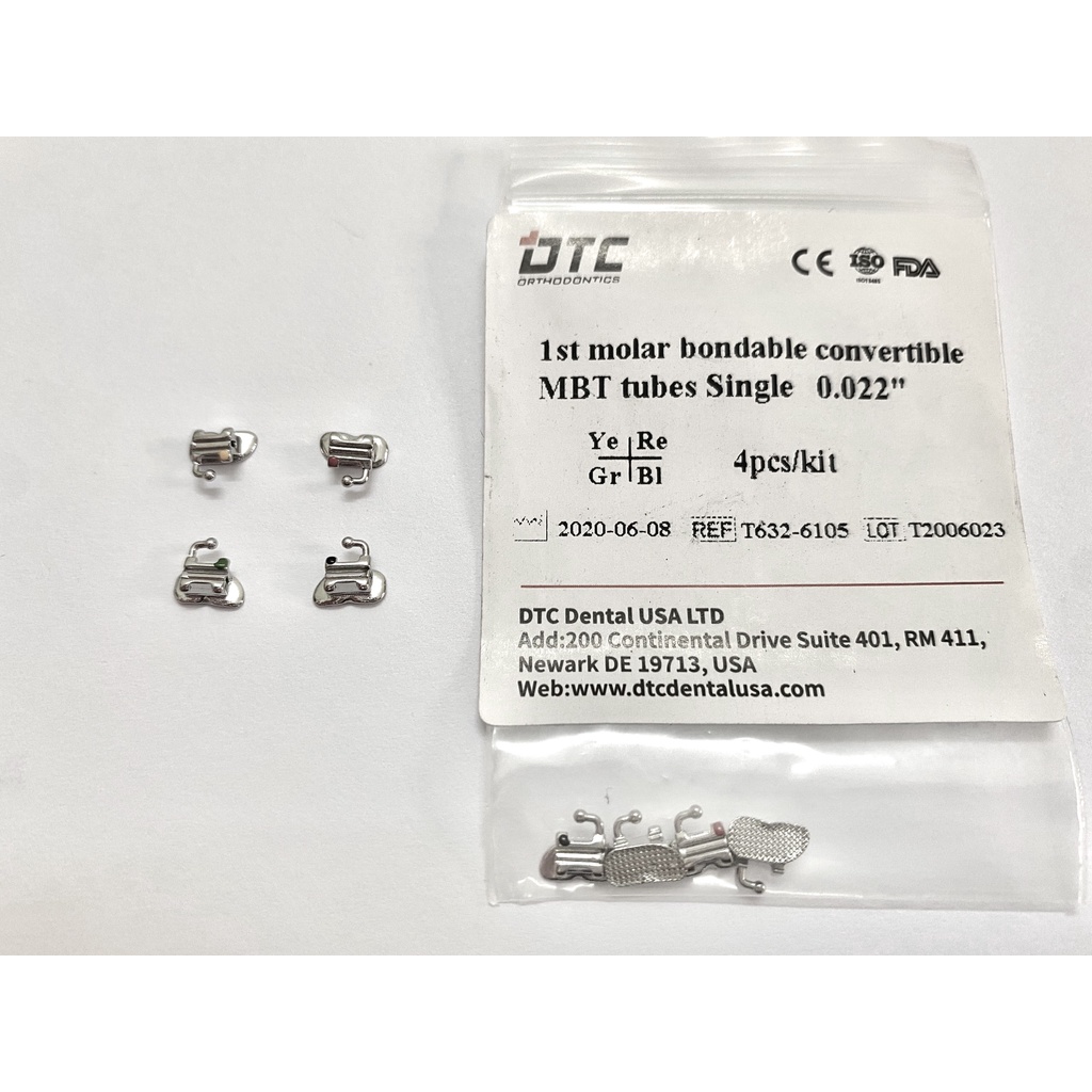 Mắc cài R6 1 ống Convertible 022 MBT_DTC (1st Molar Bondable Convertible MBT Buccal Tubes,Single)_Mắc cài_Niềng răng_Chỉnh nha_Dùng trong nha khoa [Ảnh thật][Chính hãng]