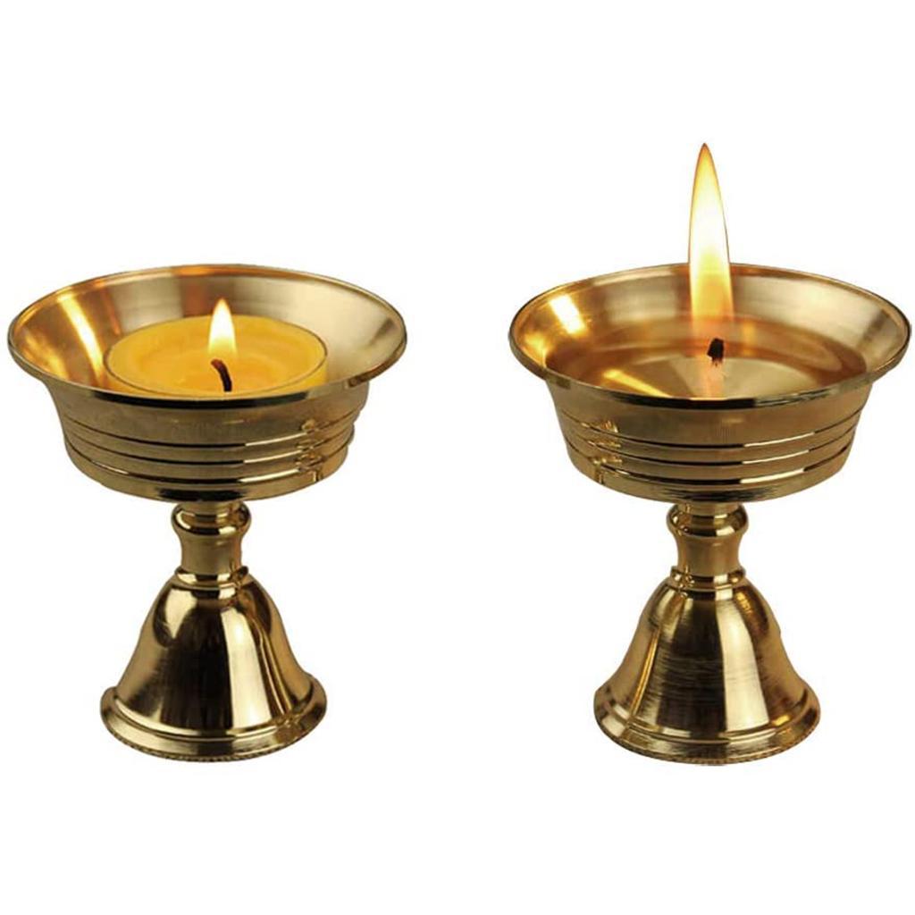 2x Tibetan Buddhist Ghee Lamp Holder Oil Lamp Tealight Candle Holder Home Decor