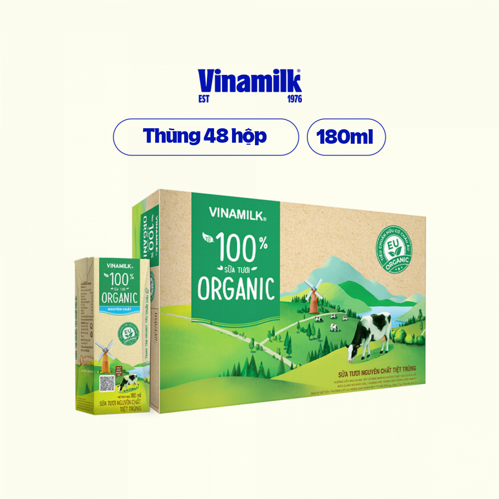 Thùng 48 Hộp Sữa Tươi Tiệt Trùng Vinamilk 100% Organic Nguyên chất