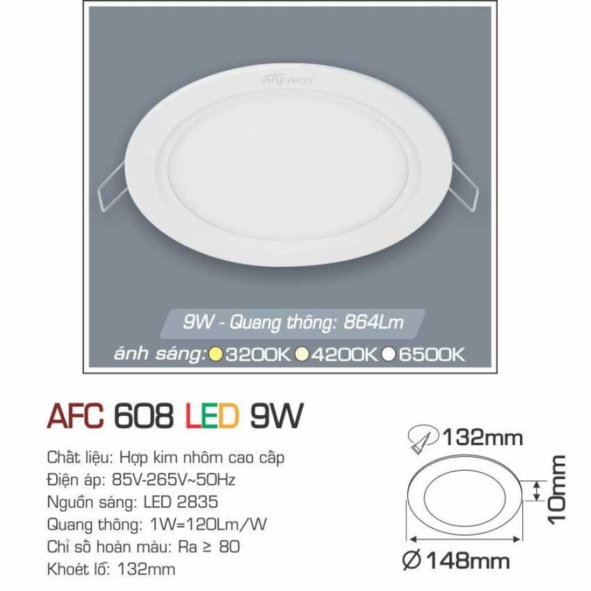 Đèn LED âm trần downlight Anfaco AFC 608 - Hàng chính hãng
