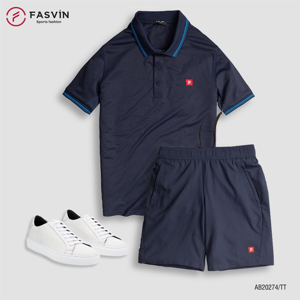 Bộ quần áo thể thao nam Fasvin AB20274.HN cộc tay cổ bẻ vải mềm nhẹ co giãn tốt
