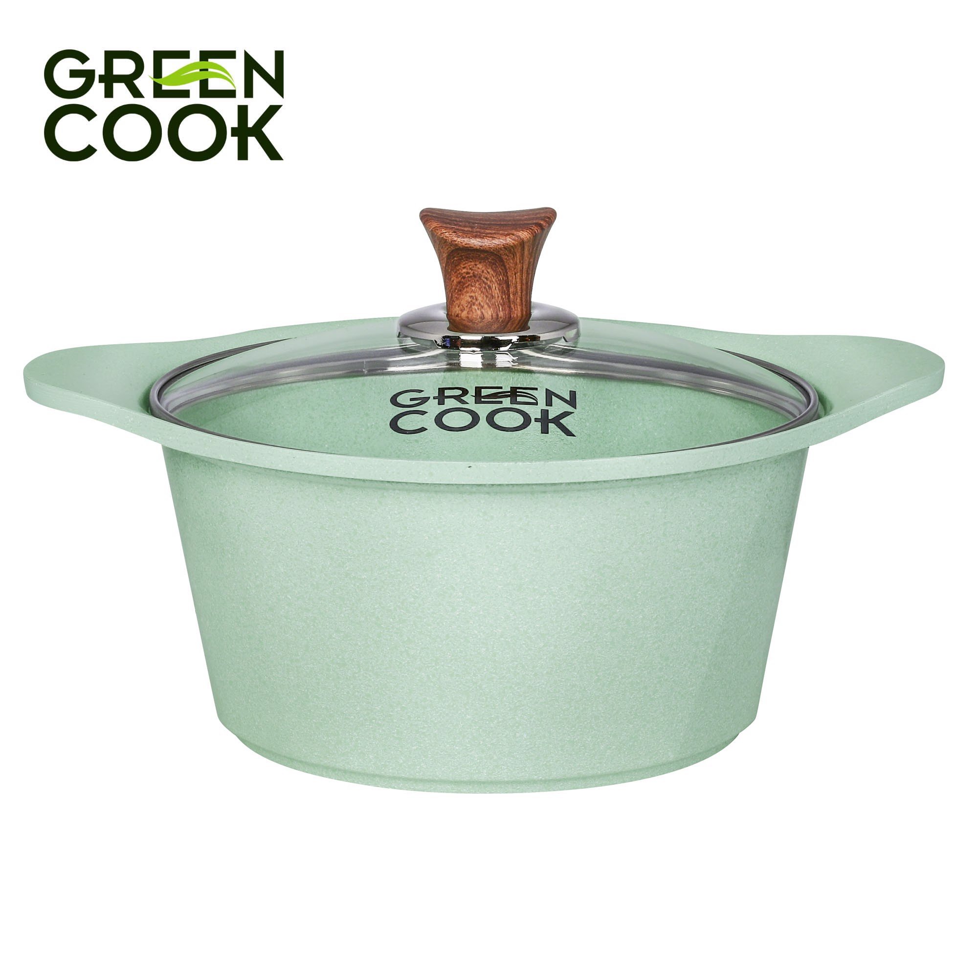 Nồi đúc đáy từ men đá xanh ngọc 24 cm Green Cook GCS05-24IH công nghệ Hàn Quốc