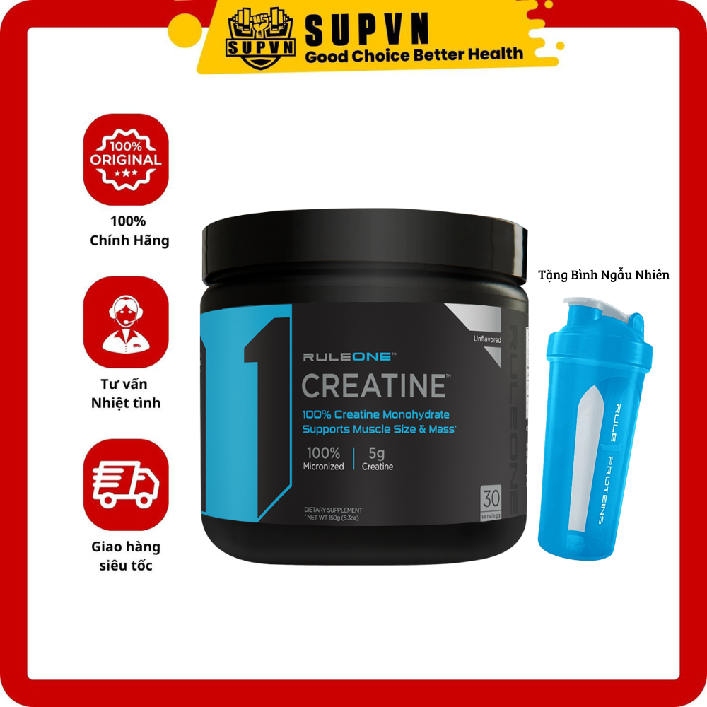 Rule 1 Creatine MonoHydrate 150Gram (30 Serving) - Thực phẩm hỗ trợ tăng cơ bắp và sức mạnh cơ bắp R1 Creatine Unflavor