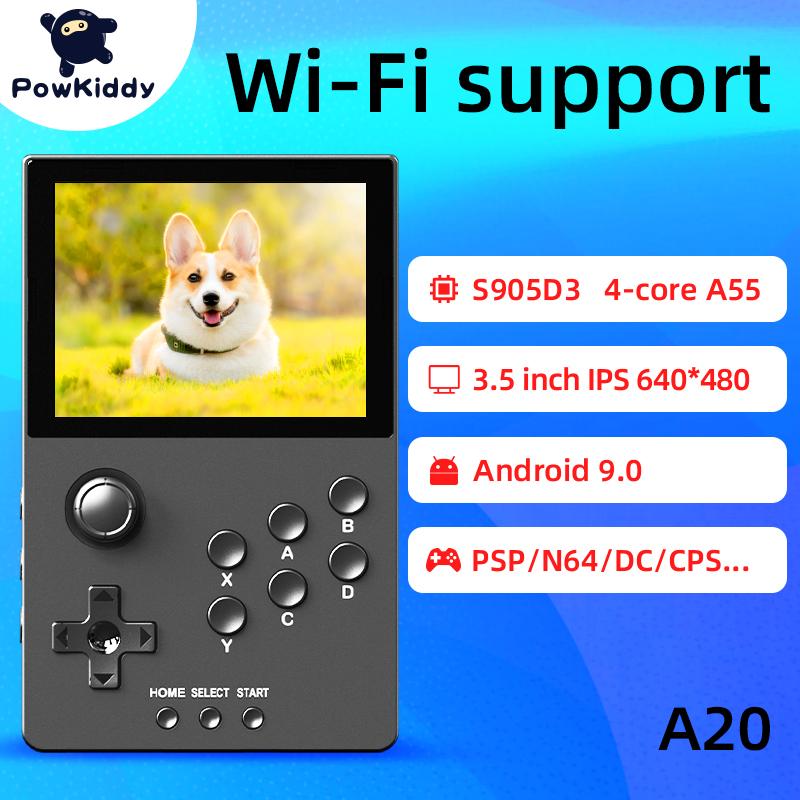 PowKiddy A20 Handheld Game Retro Trò chơi retro 3,5 inch Màn hình IPS Hỗ trợ Bluetooth Xử lý WiFi Trực tuyến nhiều người chơi quà tặng trẻ em