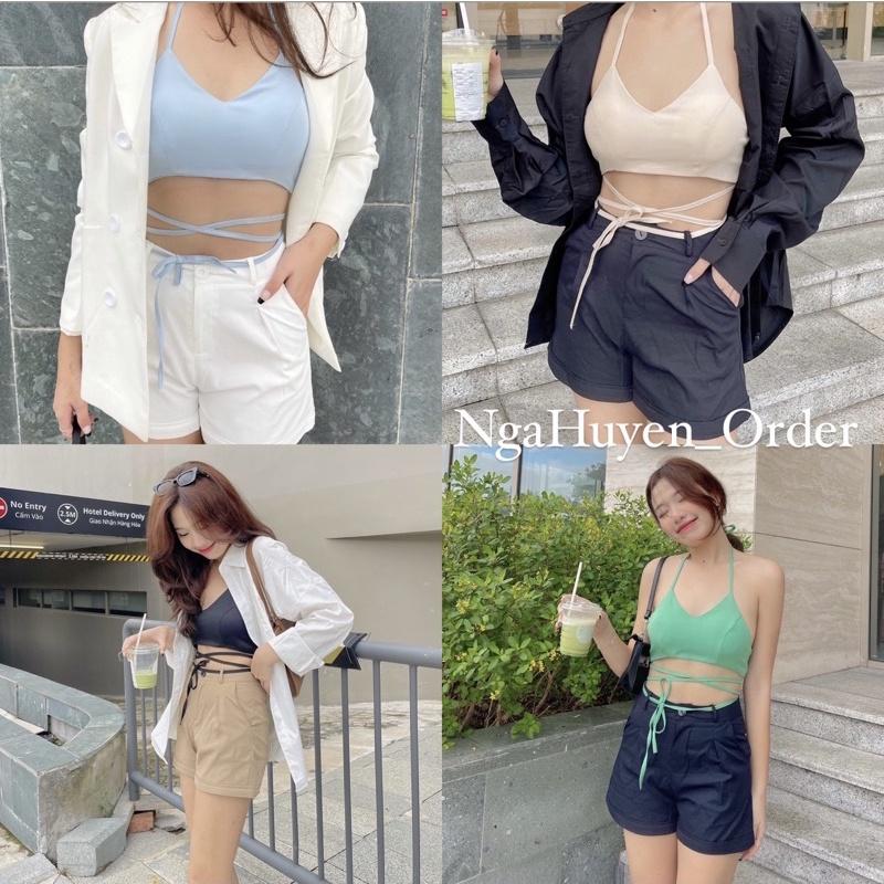Áo bra dây có mút ngực nhiều kiểu thắt nơ trendy cá tính tips nhỏ cho quần bị rộng eo hay che khuyết điểm vòng eo